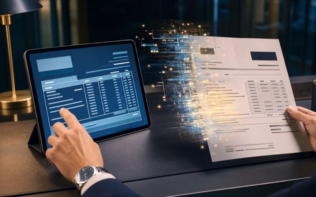 Digitale Rechnung auf einem Tablet als Sinnbild für die elektronische Rechnungspflicht im Onlineshop
