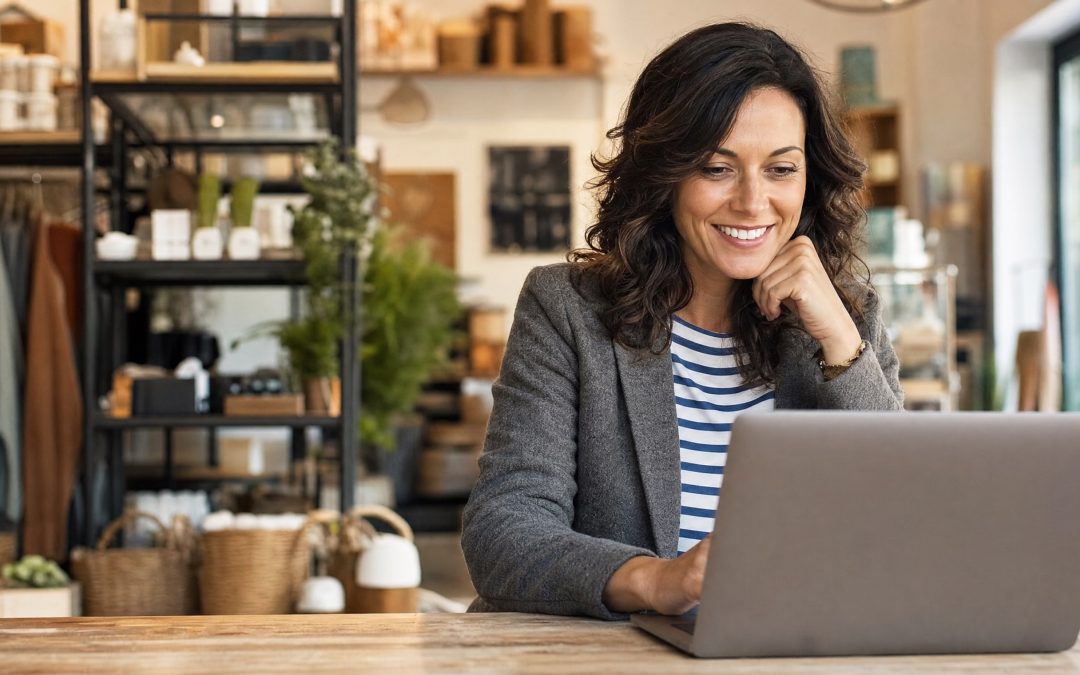 Shop-Betreiber prüft zufrieden die Sichtbarkeit seines Onlineshops