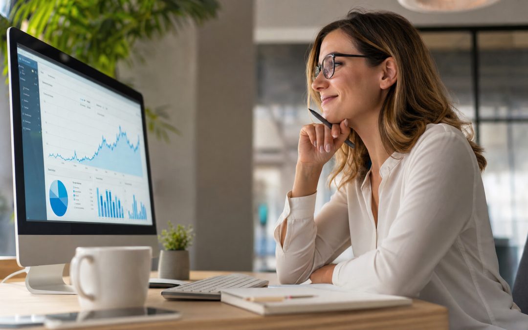 Marketingfachmann analysiert steigende Website-Zahlen