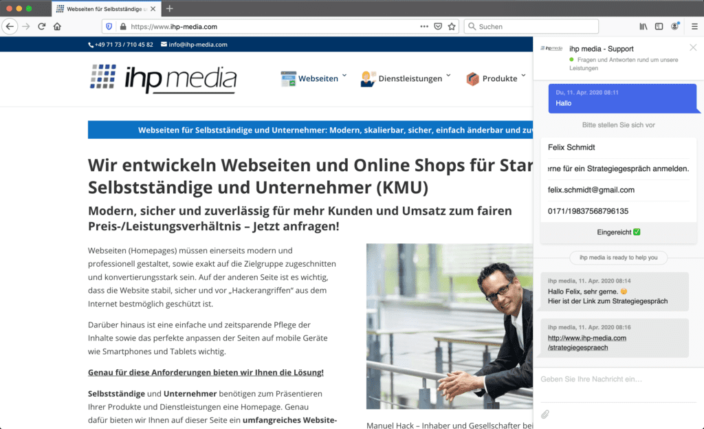 Web-Chat - Kundenansicht